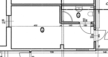 Rzut: Biuro 01 — 23,70 m² z prywatną łazienką