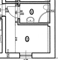 Rzut: Biuro 02 — 12,80 m² z prywatną łazienką